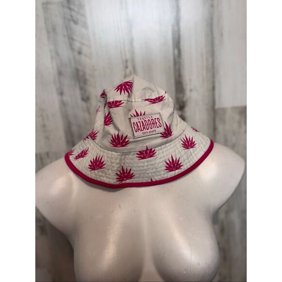 Tequila Cazadores Bucket Hat | White & Pink Agave Print Logo Promo Hat Unisex - Picture 1 of 5